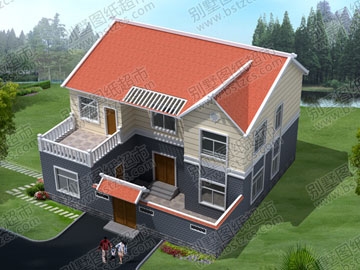 農村實用二層帶內院自建房屋設計圖_別墅設計圖紙,農村房屋設計圖
