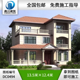 農(nóng)村三層帶走廊自建房小別墅設計圖紙_農(nóng)村三層別墅設計,鼎川建筑