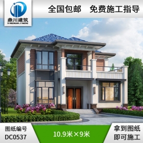 新農村二層帶露臺簡約型小別墅設計圖紙_農村兩層自建房設計,鼎川建筑