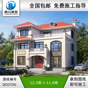 歐式三層帶露臺(tái)別墅全套施工圖紙及效果圖_農(nóng)村三層自建房子設(shè)計(jì),別墅圖紙超市