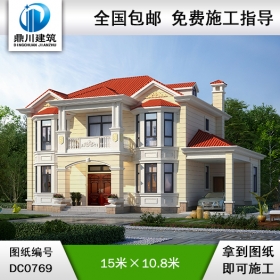歐式二層帶車庫(kù)別墅施工圖紙及效果圖_新農(nóng)村自建房設(shè)計(jì),鼎川建筑