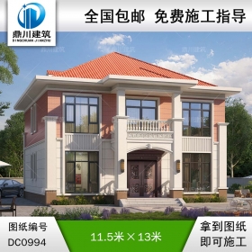 二層帶陽(yáng)臺(tái)別墅施工圖紙及效果圖_農(nóng)村自建房設(shè)計(jì),鼎川建筑