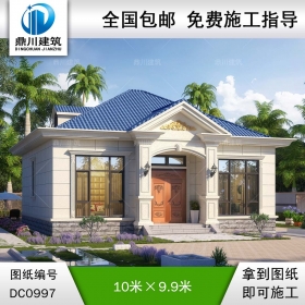 歐式一層別墅施工圖紙及外觀效果圖_新農(nóng)村自建房設(shè)計(jì),鼎川建筑