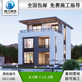 現(xiàn)代三層平屋頂別墅施工圖紙及效果圖_新農(nóng)村自建別墅設計,鼎川建筑