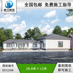 簡約一層別墅施工圖紙及效果圖_農(nóng)村自建別墅設(shè)計(jì),鼎川建筑