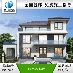 現代三層別墅施工圖紙及效果圖_農村自建別墅設計,鼎川建筑