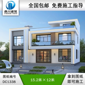 現(xiàn)代二層雙拼兄弟別墅施工圖紙及效果圖_農村自建別墅設計,鼎川建筑