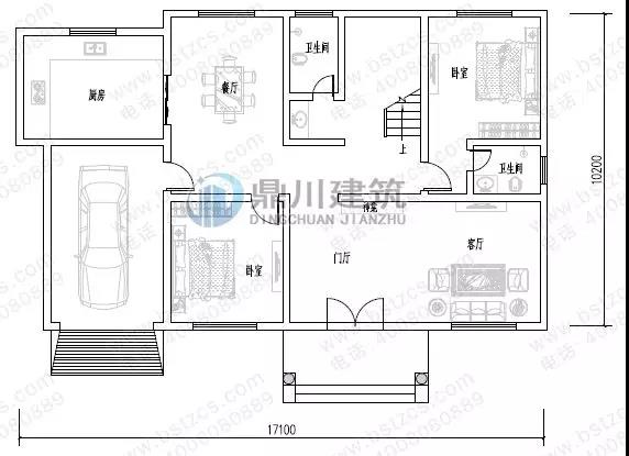 二層帶車庫露臺農村自建房戶型圖