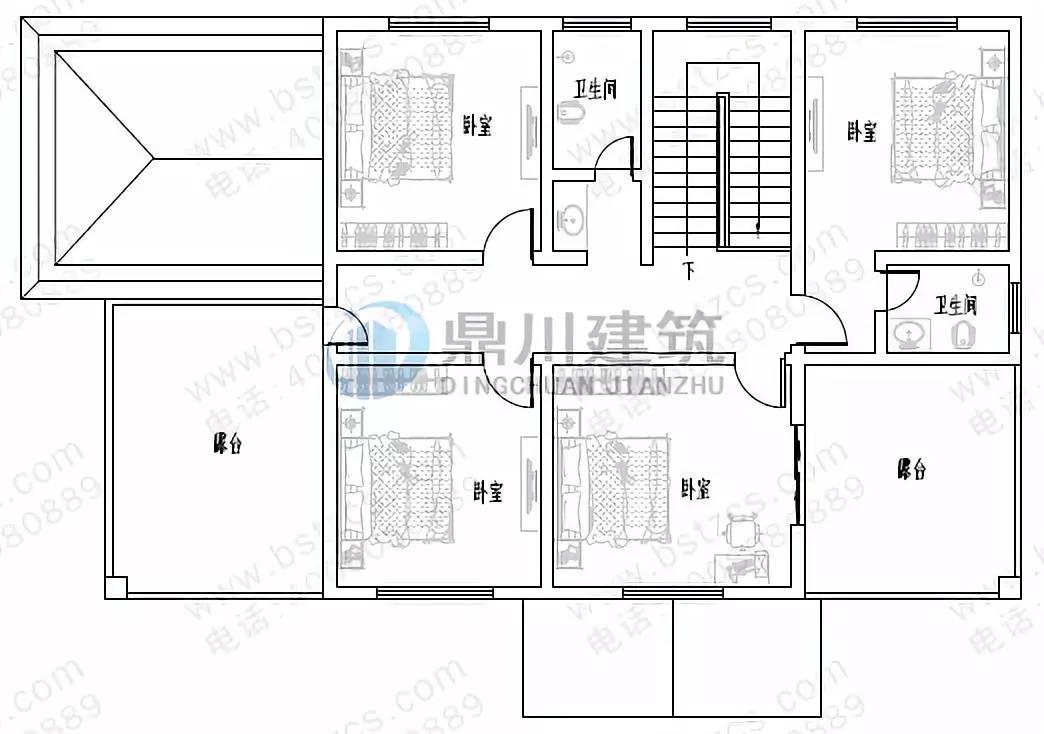 二層帶車庫露臺農村自建房戶型圖