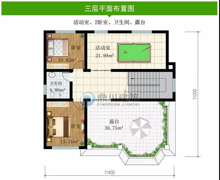 農村三層帶露臺小別墅戶型圖