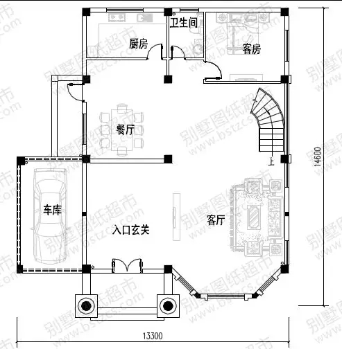 挑空客廳+旋轉樓梯，13×14三層優雅大氣歐式別墅
