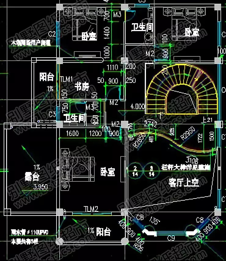 挑空客廳+旋轉樓梯，13×14三層優雅大氣歐式別墅
