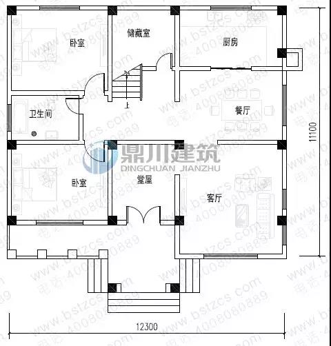 二層帶露臺農村別墅戶型圖